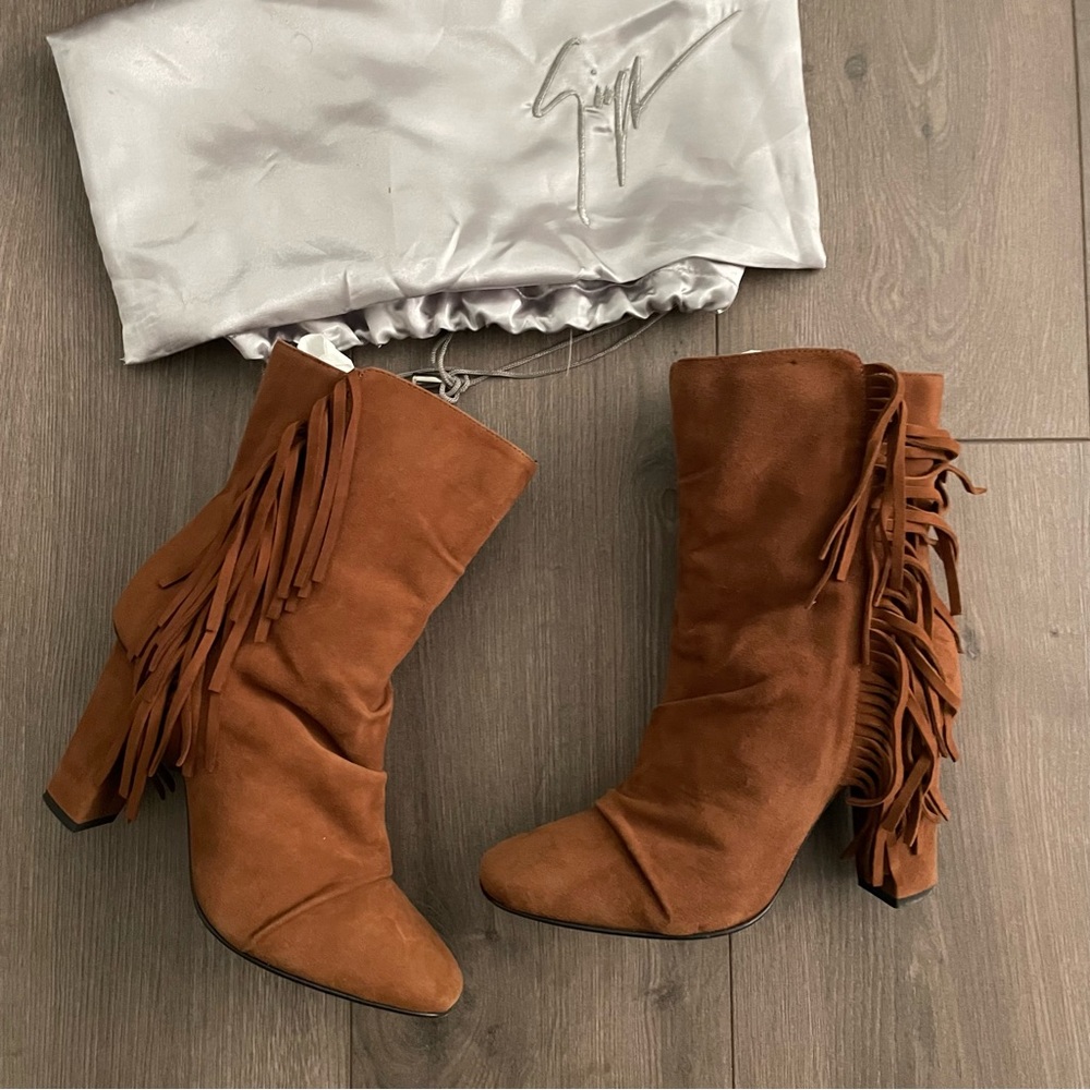 Giuseppe Zanotti Alabama Suede Fringe Ankle Boot 90